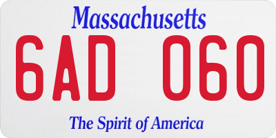 MA license plate 6AD060