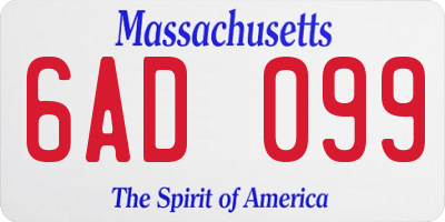 MA license plate 6AD099
