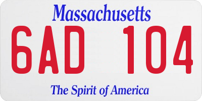 MA license plate 6AD104