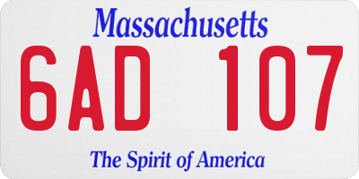 MA license plate 6AD107