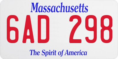 MA license plate 6AD298