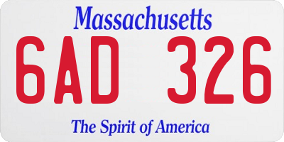 MA license plate 6AD326