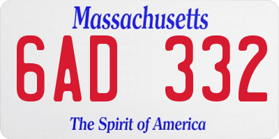 MA license plate 6AD332