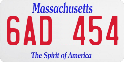 MA license plate 6AD454
