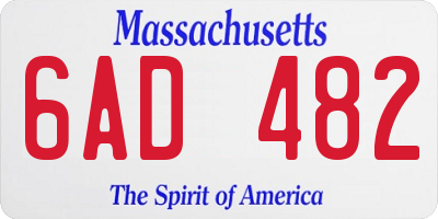 MA license plate 6AD482