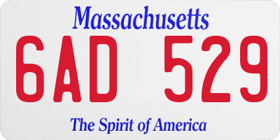 MA license plate 6AD529