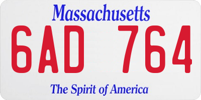 MA license plate 6AD764