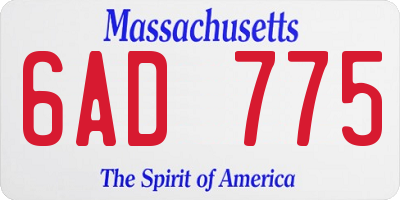 MA license plate 6AD775