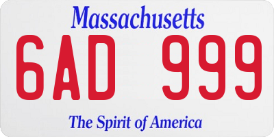 MA license plate 6AD999