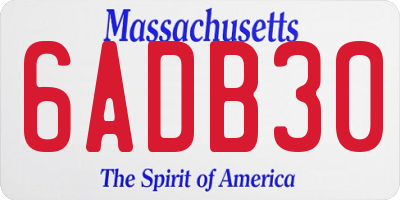 MA license plate 6ADB30