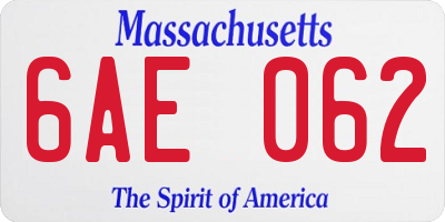 MA license plate 6AE062