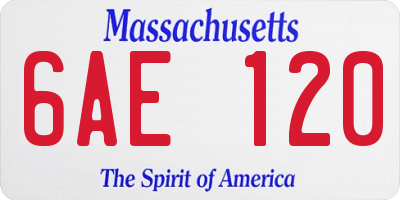 MA license plate 6AE120