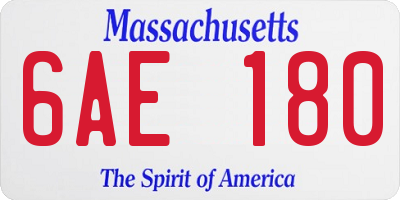 MA license plate 6AE180