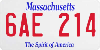 MA license plate 6AE214