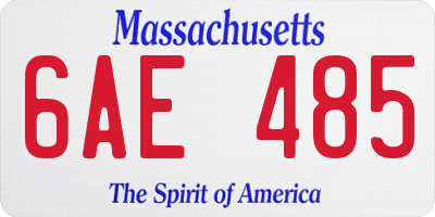 MA license plate 6AE485