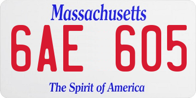 MA license plate 6AE605