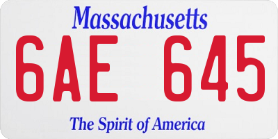 MA license plate 6AE645