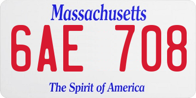 MA license plate 6AE708