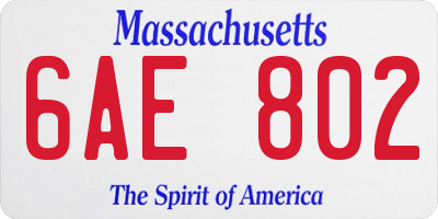 MA license plate 6AE802