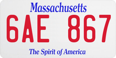 MA license plate 6AE867