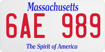 MA license plate 6AE989
