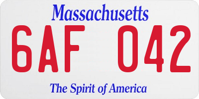 MA license plate 6AF042