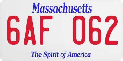 MA license plate 6AF062