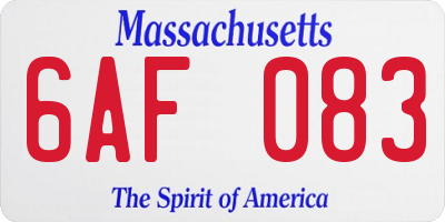 MA license plate 6AF083