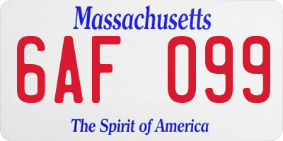 MA license plate 6AF099