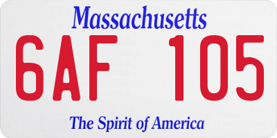 MA license plate 6AF105
