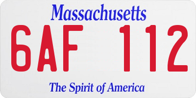 MA license plate 6AF112