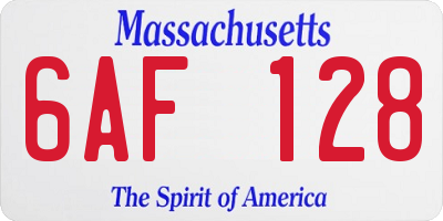 MA license plate 6AF128