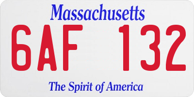 MA license plate 6AF132