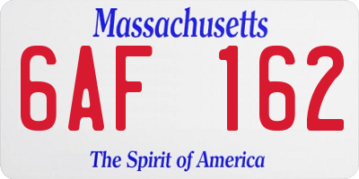 MA license plate 6AF162