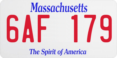 MA license plate 6AF179