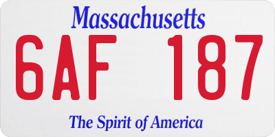 MA license plate 6AF187