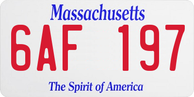 MA license plate 6AF197