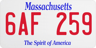 MA license plate 6AF259