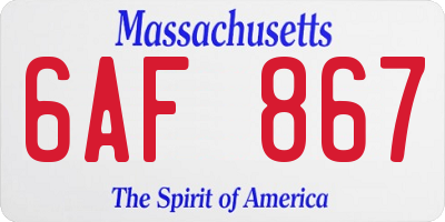 MA license plate 6AF867
