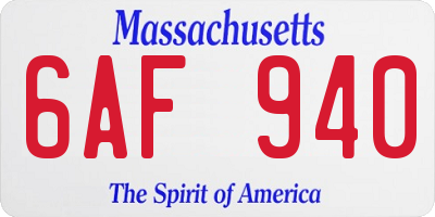 MA license plate 6AF940