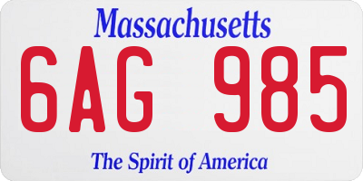 MA license plate 6AG985