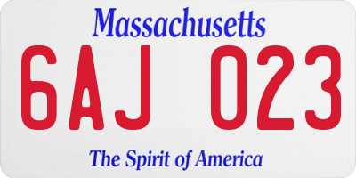 MA license plate 6AJ023