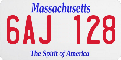MA license plate 6AJ128