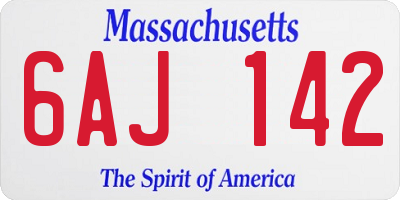 MA license plate 6AJ142