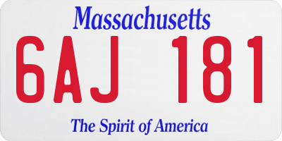 MA license plate 6AJ181