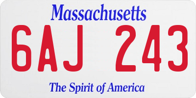 MA license plate 6AJ243