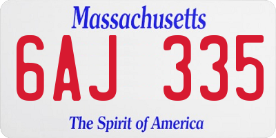 MA license plate 6AJ335
