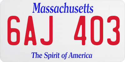 MA license plate 6AJ403