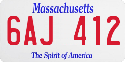 MA license plate 6AJ412