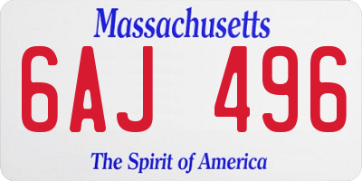 MA license plate 6AJ496
